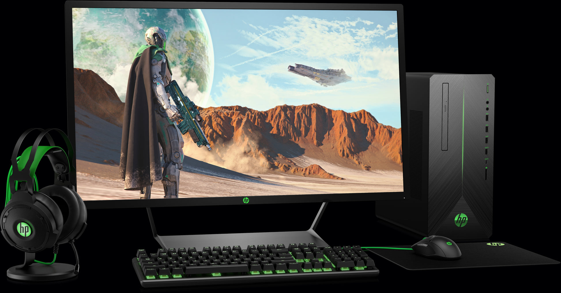 HP Pavilion Gaming 550 – Gaming-Tastatur – Kabelgebunden, USB – Beleuchtet (Grün) – Schwarz