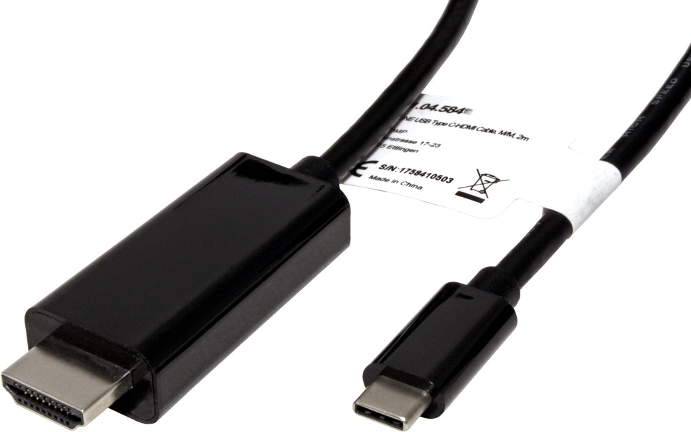 ROLINE USB-C zu HDMI Kabel – 4K (3840 × 2160) @ 60 Hz, 3 m, für Geräte mit USB-C (DP Alt Mode)