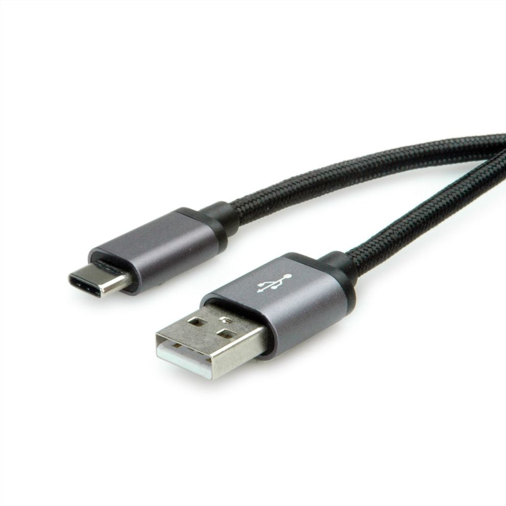 ROLINE USB-Kabel – USB-A auf USB-C – USB 2.0 (480 Mbit/s) – 0,8 m – Schwarz