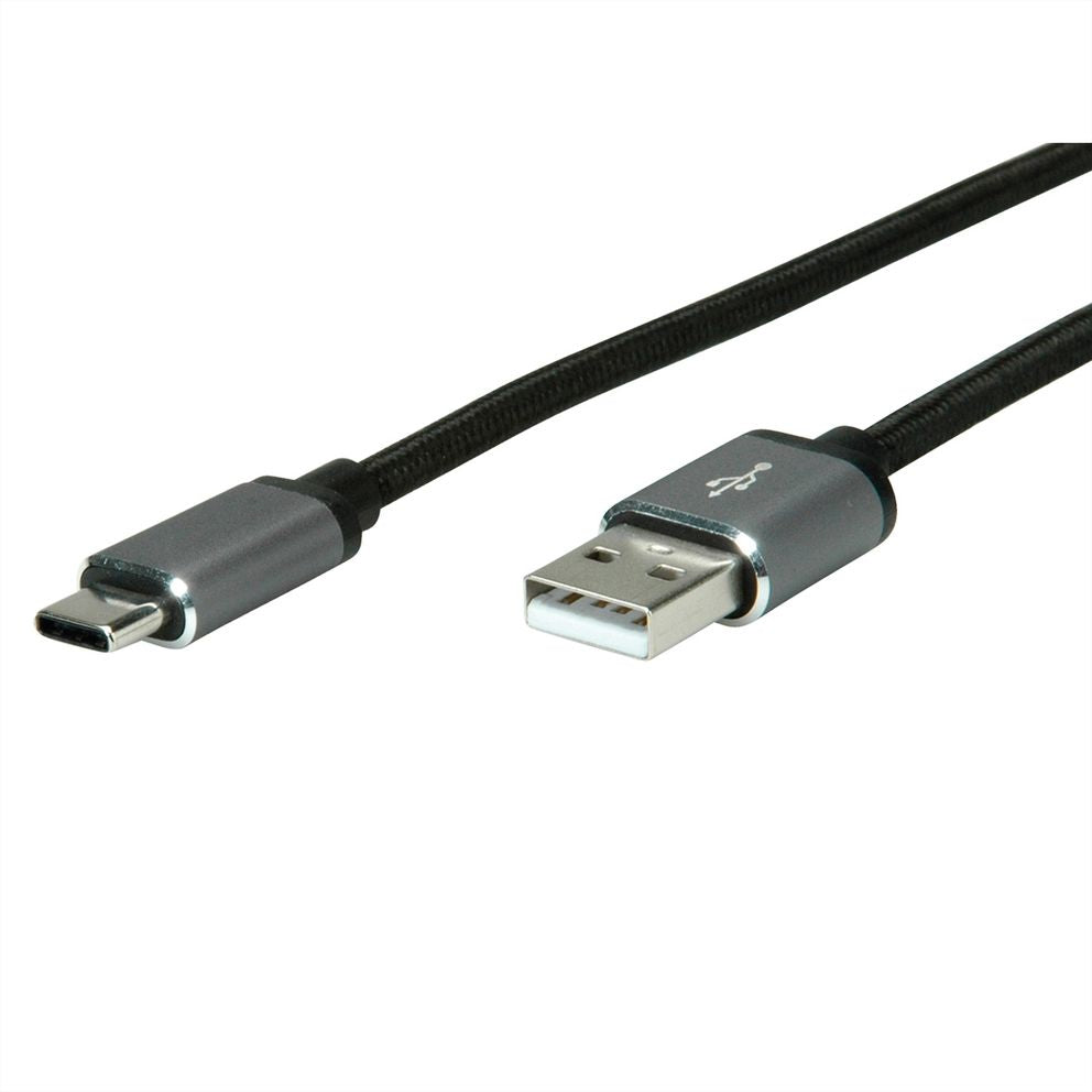 ROLINE USB-Kabel – USB-A auf USB-C – USB 2.0 (480 Mbit/s) – 0,8 m – Schwarz