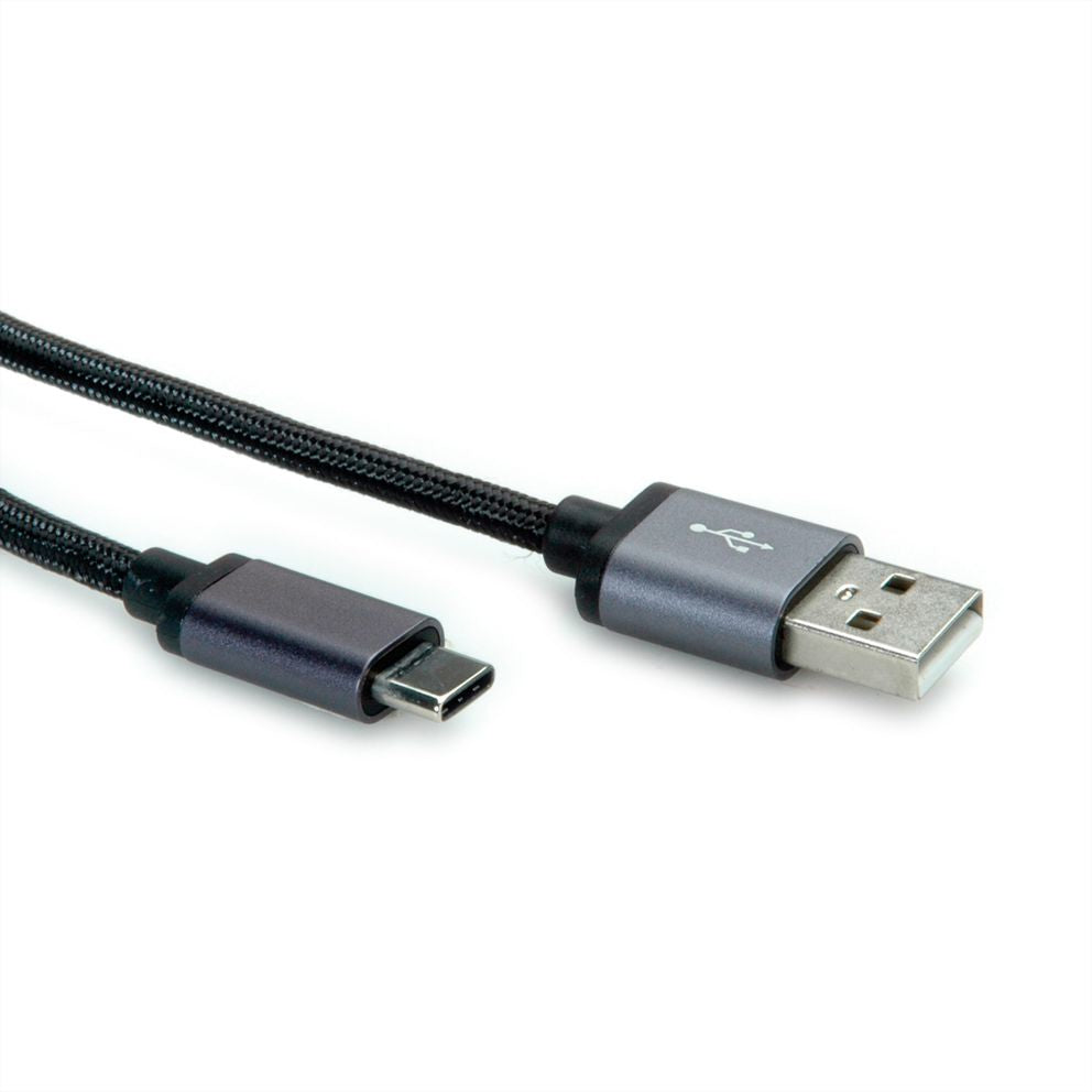 ROLINE USB-Kabel – USB-A auf USB-C – USB 2.0 (480 Mbit/s) – 0,8 m – Schwarz