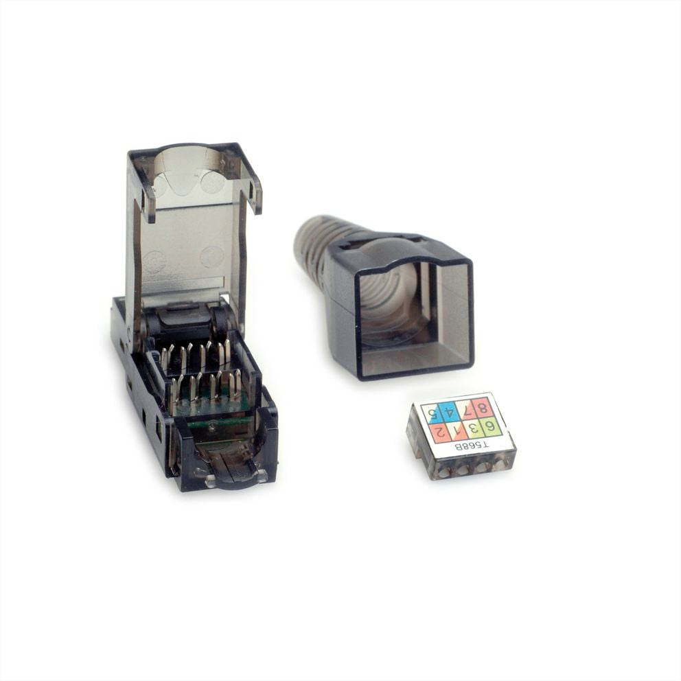 VALUE 26.99.0372 RJ-45-Stecker – Cat6a, U/UTP, Schwarz/Transparent, 50 Stück