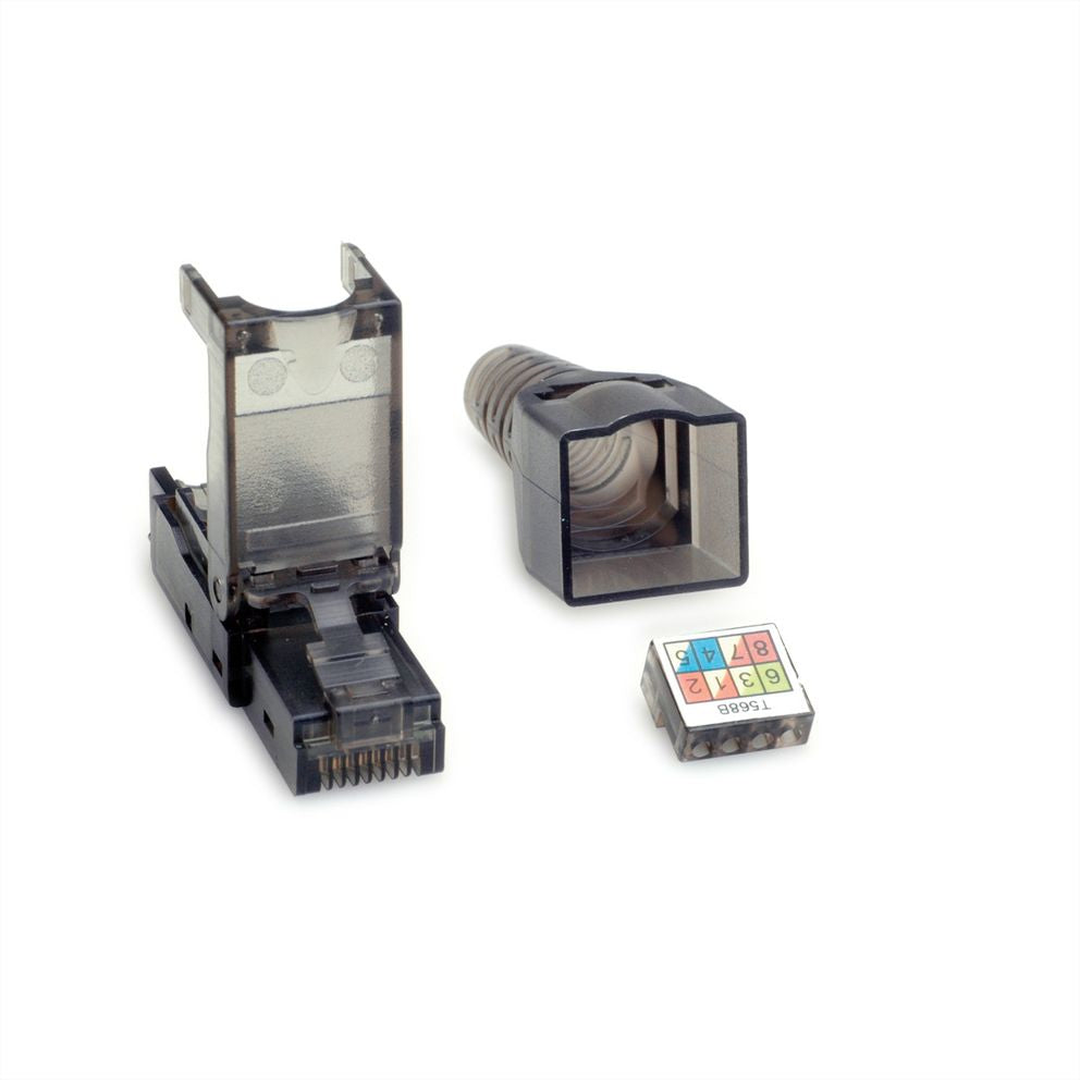 VALUE 26.99.0372 RJ-45-Stecker – Cat6a, U/UTP, Schwarz/Transparent, 50 Stück