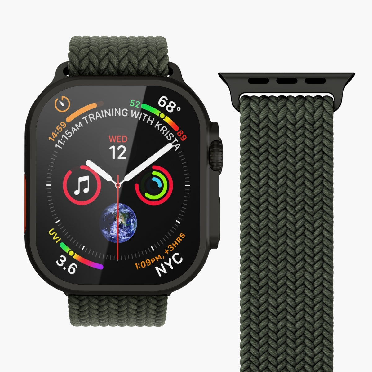 Vonmählen Woven Loop – Armband – für Apple Watch, Schwarz/Olive, One Size, Nylon
