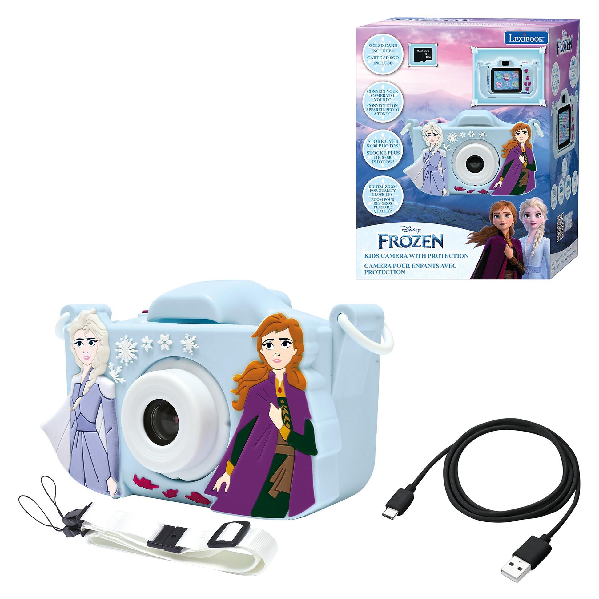 Lexibook Frozen DJ078FZ – Kinderkamera, 5 MP, 1080×960, Blau/Dunkelviolett