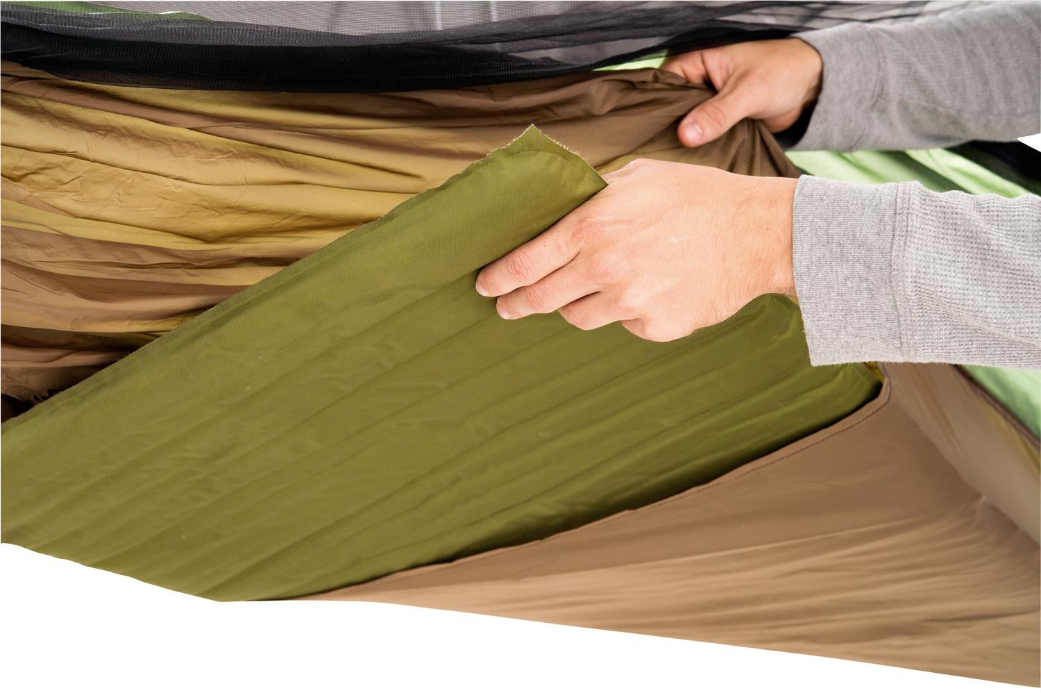 AMAZONAS Hängematte Adventure Moskito Thermo – mit Moskitonetz, faltbar – bis 150 kg – 305 × 140 cm – grün