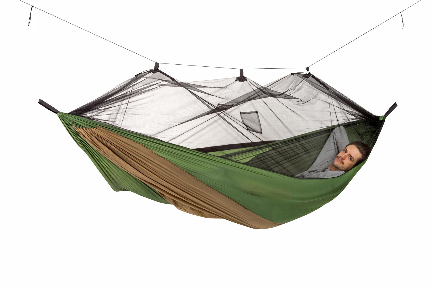 AMAZONAS Hängematte Adventure Moskito Thermo – mit Moskitonetz, faltbar – bis 150 kg – 305 × 140 cm – grün