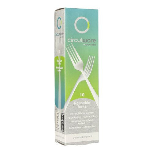 Papstar CIRCULWARE Mehrweg-Gabeln – 200 Stk., 19 cm, Polypropylen, Weiss, 100 % recyclebar