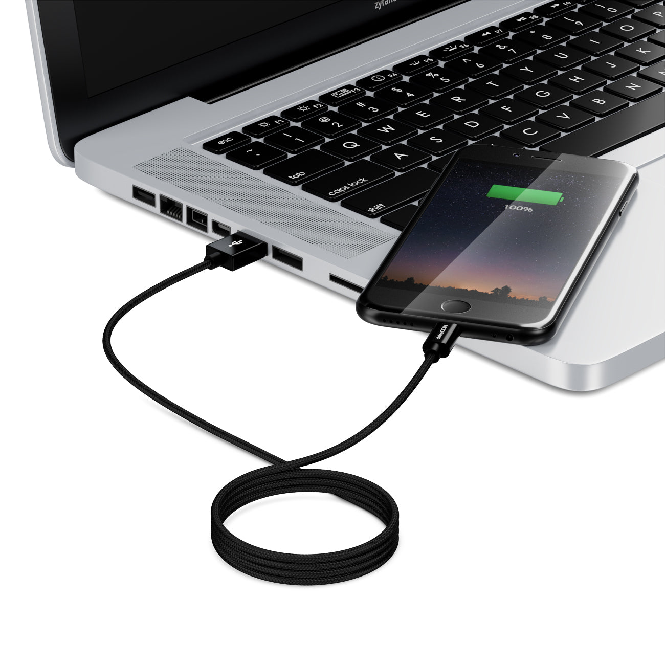 DeleyCON Daten- & Ladekabel – USB-A auf Lightning 0,15 m, MFi zertifiziert, geflochten – für iPhone/iPad