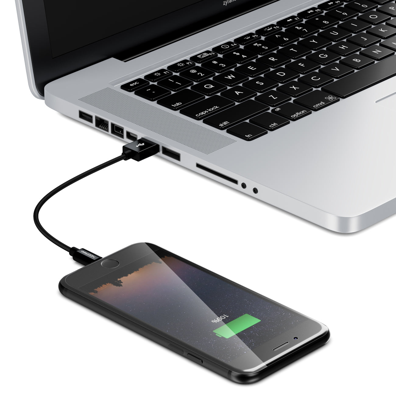 DeleyCON Daten- & Ladekabel – USB-A auf Lightning 0,15 m, MFi zertifiziert, geflochten – für iPhone/iPad