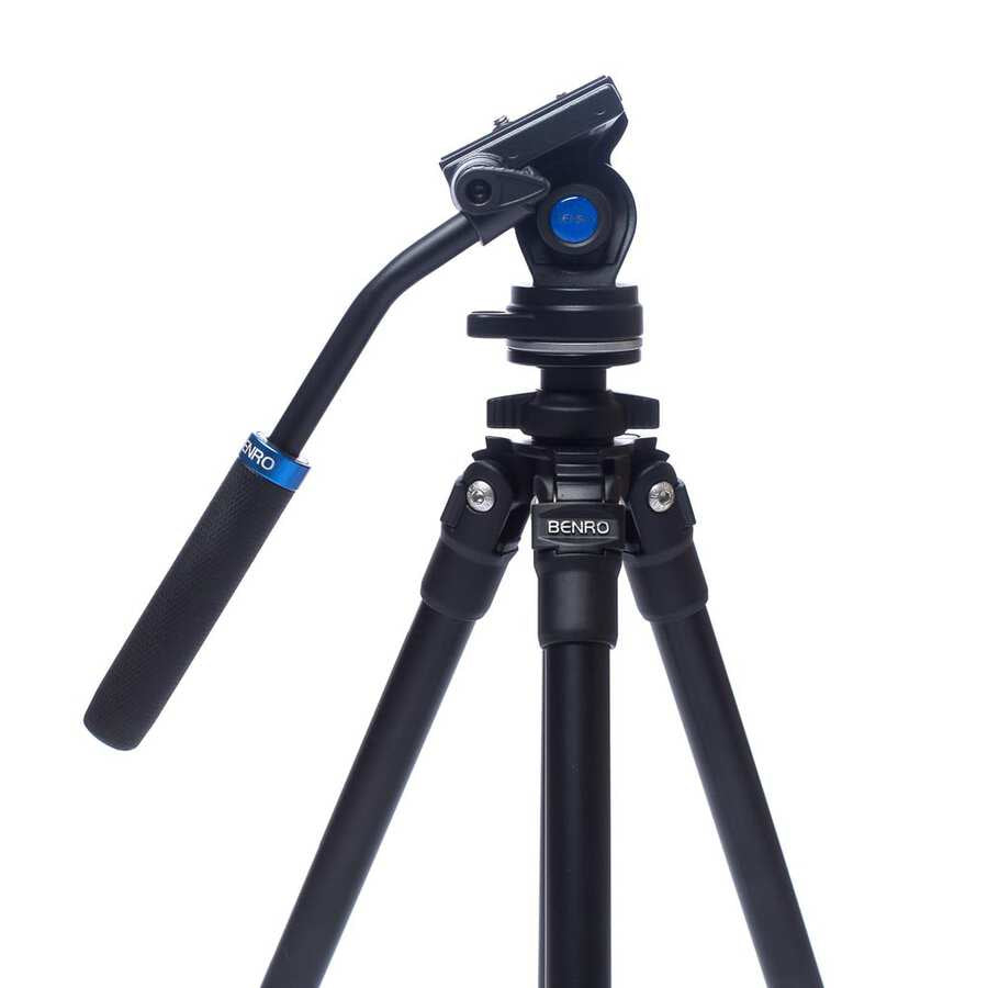 Benro TSL08AS2CSH Videostativ – 145 cm, 2,5 kg Traglast – Aluminium, 4 Sektionen, 2-Wege-Neigekopf – Schwarz