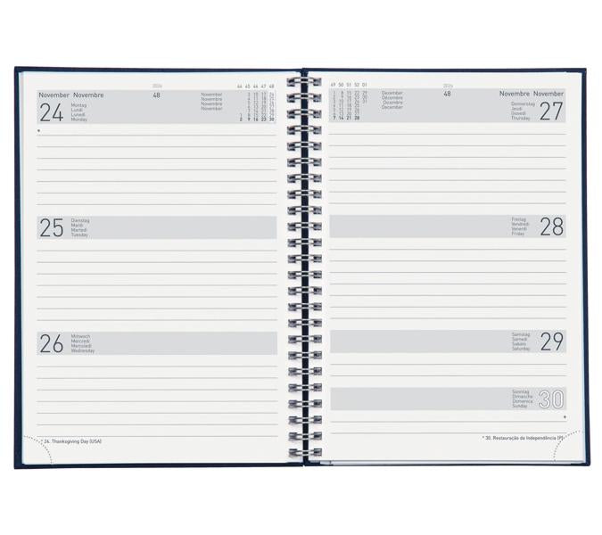Biella Agenda – 1 Woche/2 Seiten, Wire-O, 14,5 × 20,5 cm, 2026, schwarz, FSC