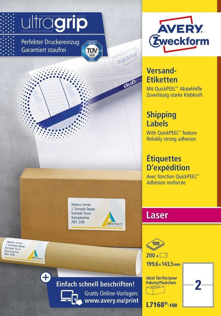 AVERY Zweckform – Versand-Etiketten, 143 mm × 200 mm, weiss, Papier, Permanent