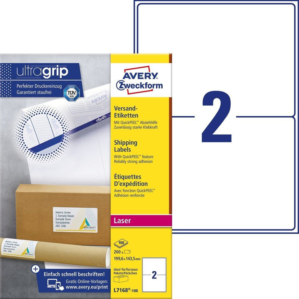 AVERY Zweckform – Versand-Etiketten, 143 mm × 200 mm, weiss, Papier, Permanent