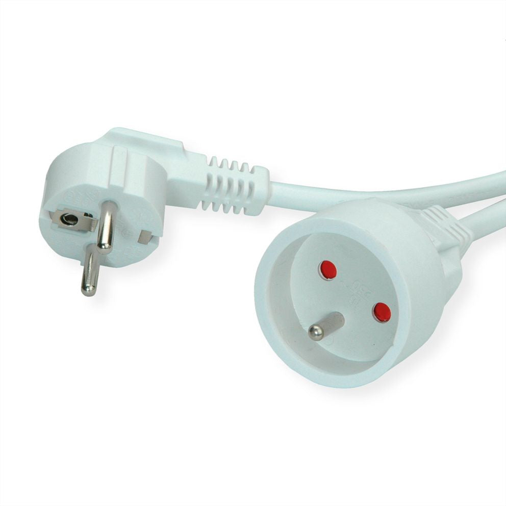 VALUE Verlängerungskabel – Schuko (CEE 7/7)–Schuko (CEE 7/7), 3 m, 3×1,5 mm², abgewinkelt, weiss