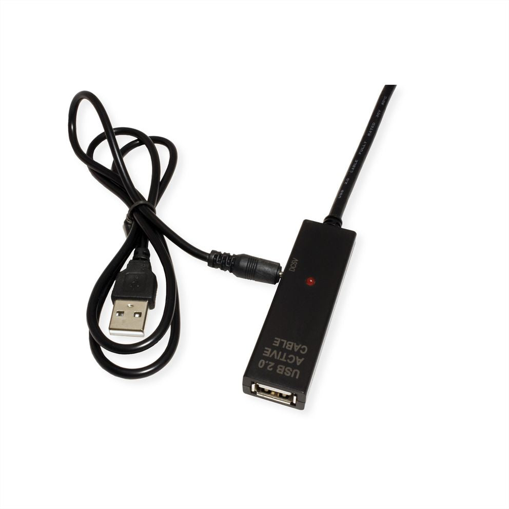 VALUE USB-A auf USB-C Verlängerungskabel (Stecker auf Buchse) – USB 2.0 (480 Mbit/s) – 20 m – Schwarz