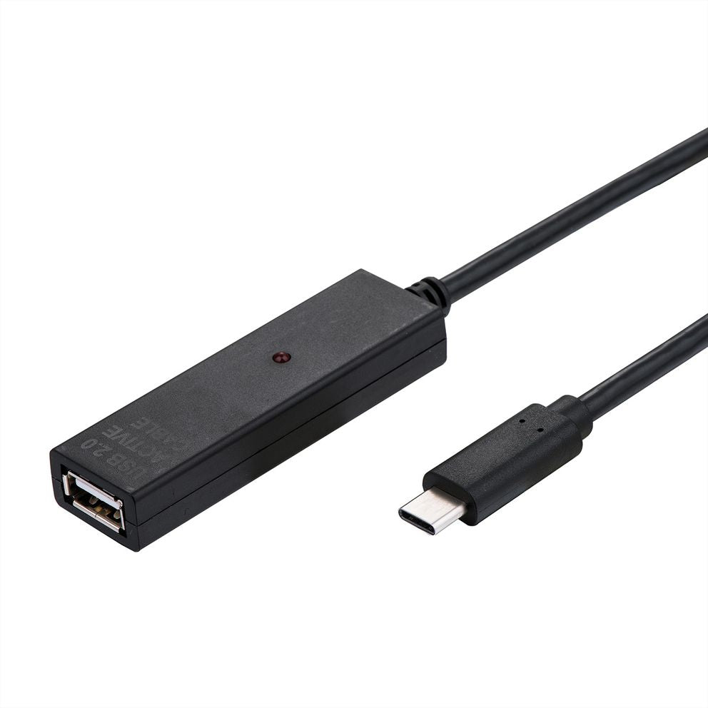 VALUE USB-A auf USB-C Verlängerungskabel (Stecker auf Buchse) – USB 2.0 (480 Mbit/s) – 20 m – Schwarz