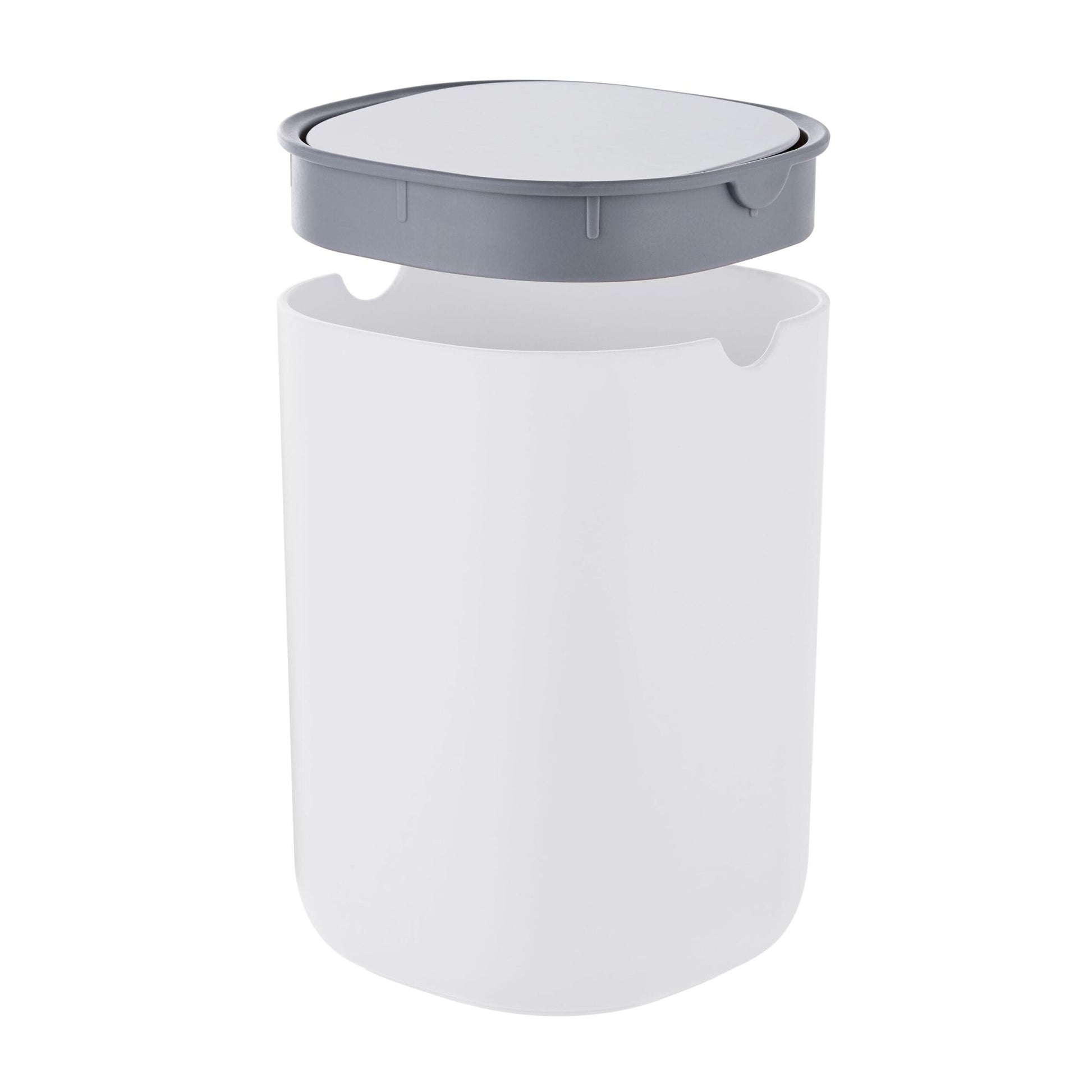 Relaxdays Tischabfalleimer – 1,5 l – Kunststoff, rund – grau – Anti-Rutsch-Basis
