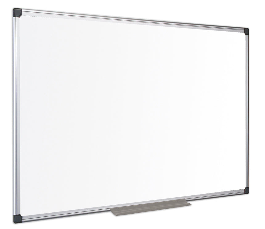 Bi-Office Whiteboard – 180 × 90 cm, Emaille, magnetisch, leicht gerastert, Aluminiumrahmen