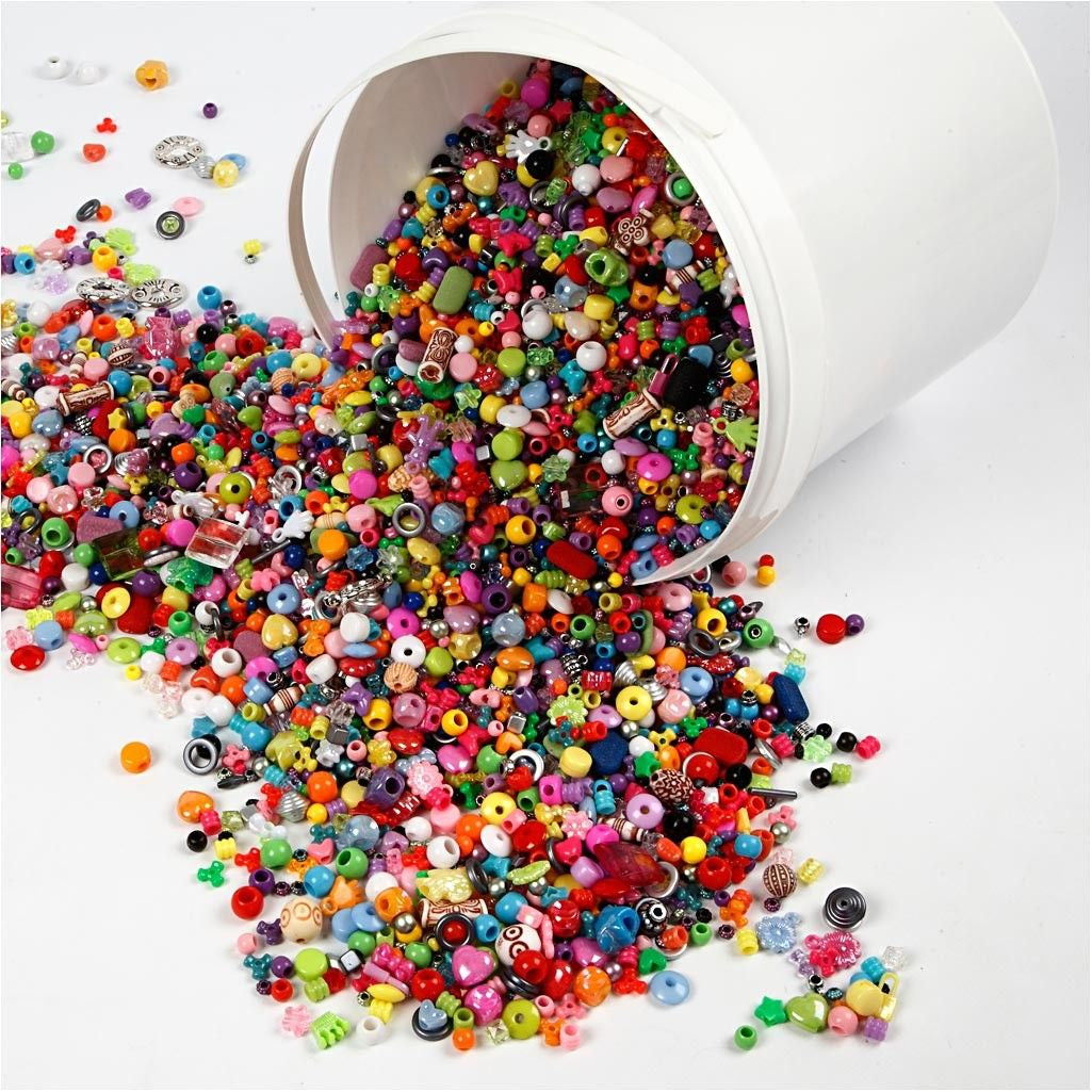 Creativ Company Perlenmischung, Acryl – mehrfarbig – Ø 6–20 mm, Loch 1,5–6 mm – 8'100 Stk.