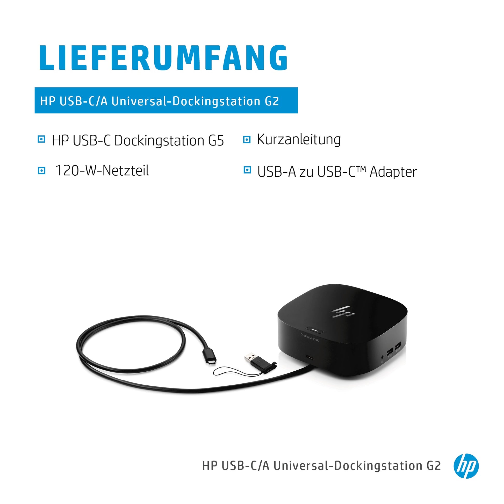 HP G5 Dockingstation – USB-C, 2× DP, 1× HDMI, 4× USB-A, 1× USB-C, 100 W PD, GbE, für Windows/Mac/ChromeOS