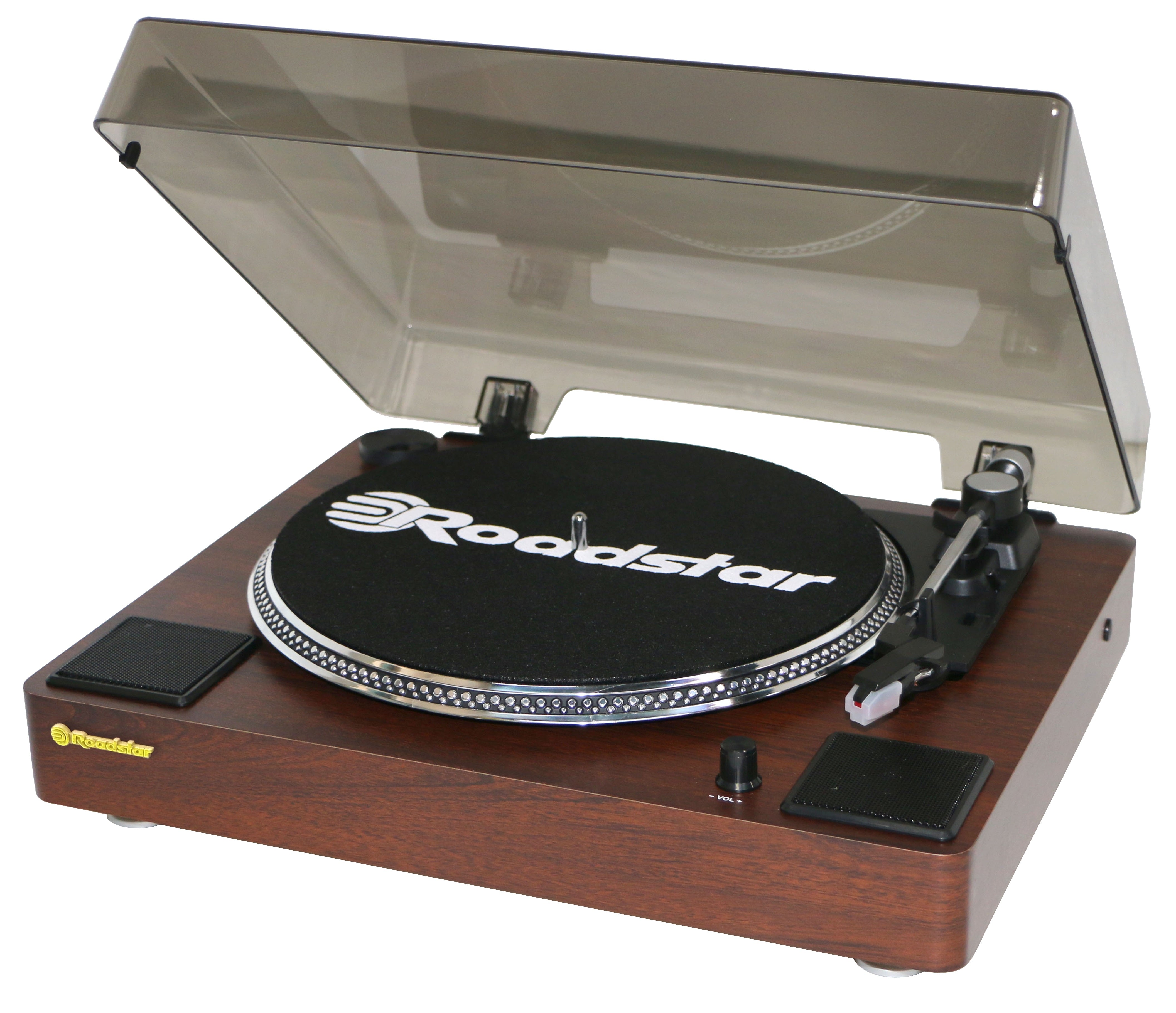 Roadstar TT-260SPK – Plattenspieler – Stationär – Riemenantrieb, Phono-Vorverstärker, mit Lautsprecher – Braun