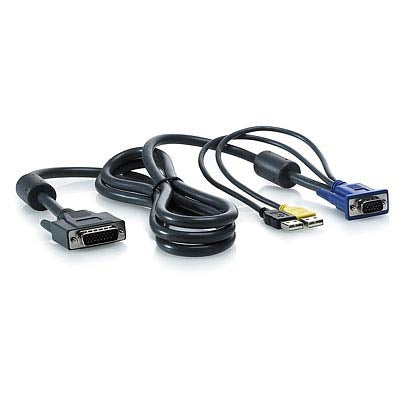HPE DVI–D-Sub + 2×USB KVM-Konsolenkabel – 1,82 m, schwarz – für HP ProLiant BL20p G3, BL20p G4, BL45p G2 und andere