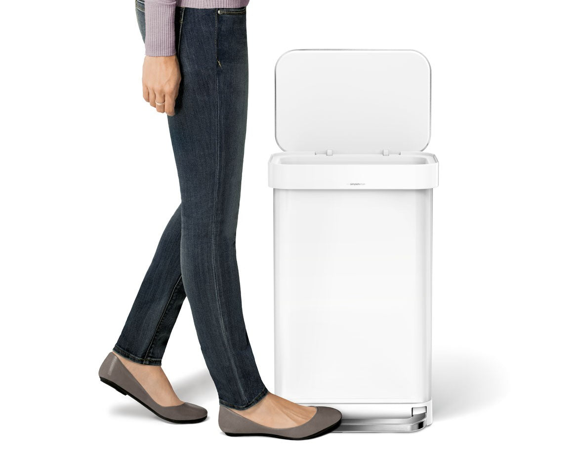 simplehuman Treteimer CW2027 – 45 l – Edelstahl, rechteckig – Weiss