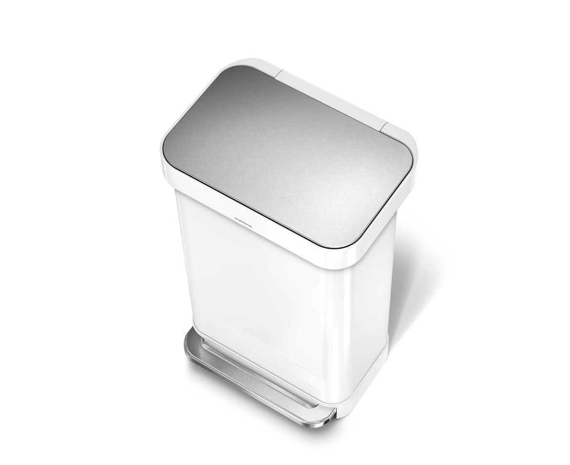 simplehuman Treteimer CW2027 – 45 l – Edelstahl, rechteckig – Weiss