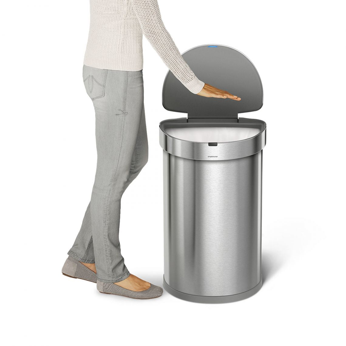 Simplehuman – Abfallcontainer – 45 l – Edelstahl, Silber – B × H × T 391 × 641 × 326 mm
