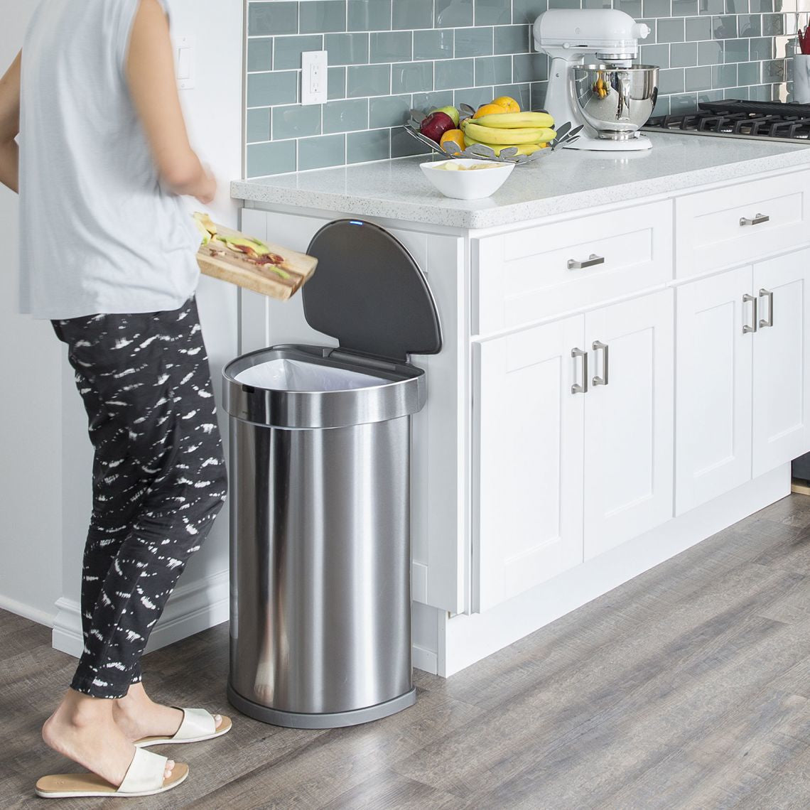 Simplehuman – Abfallcontainer – 45 l – Edelstahl, Silber – B × H × T 391 × 641 × 326 mm