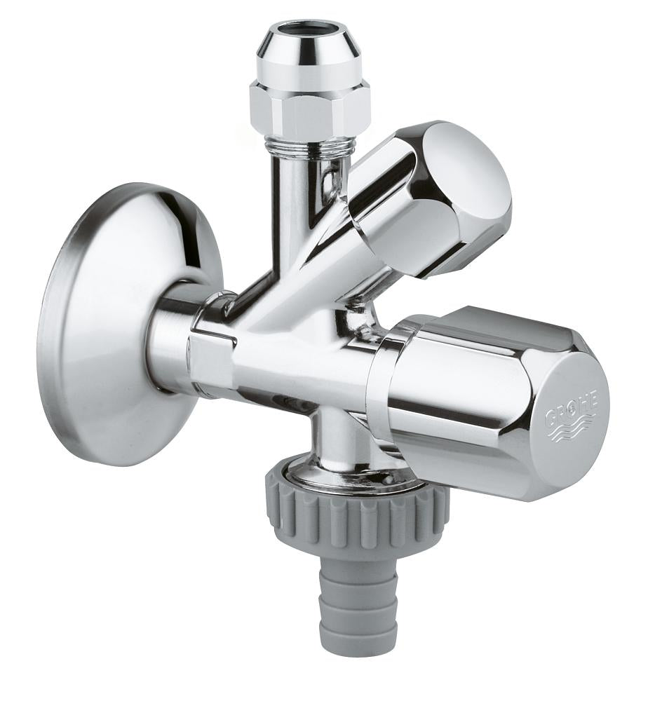 GROHE Kombi-Eckventil – 1/2" × 3/8", Messing, Chrom, für Waschmaschine