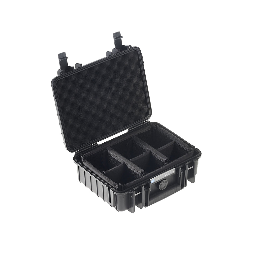 B&W Cases 1000 – Pilotenkoffer, 4,1 l, PP, Schwarz, 21,5 × 27 × 10,5 cm