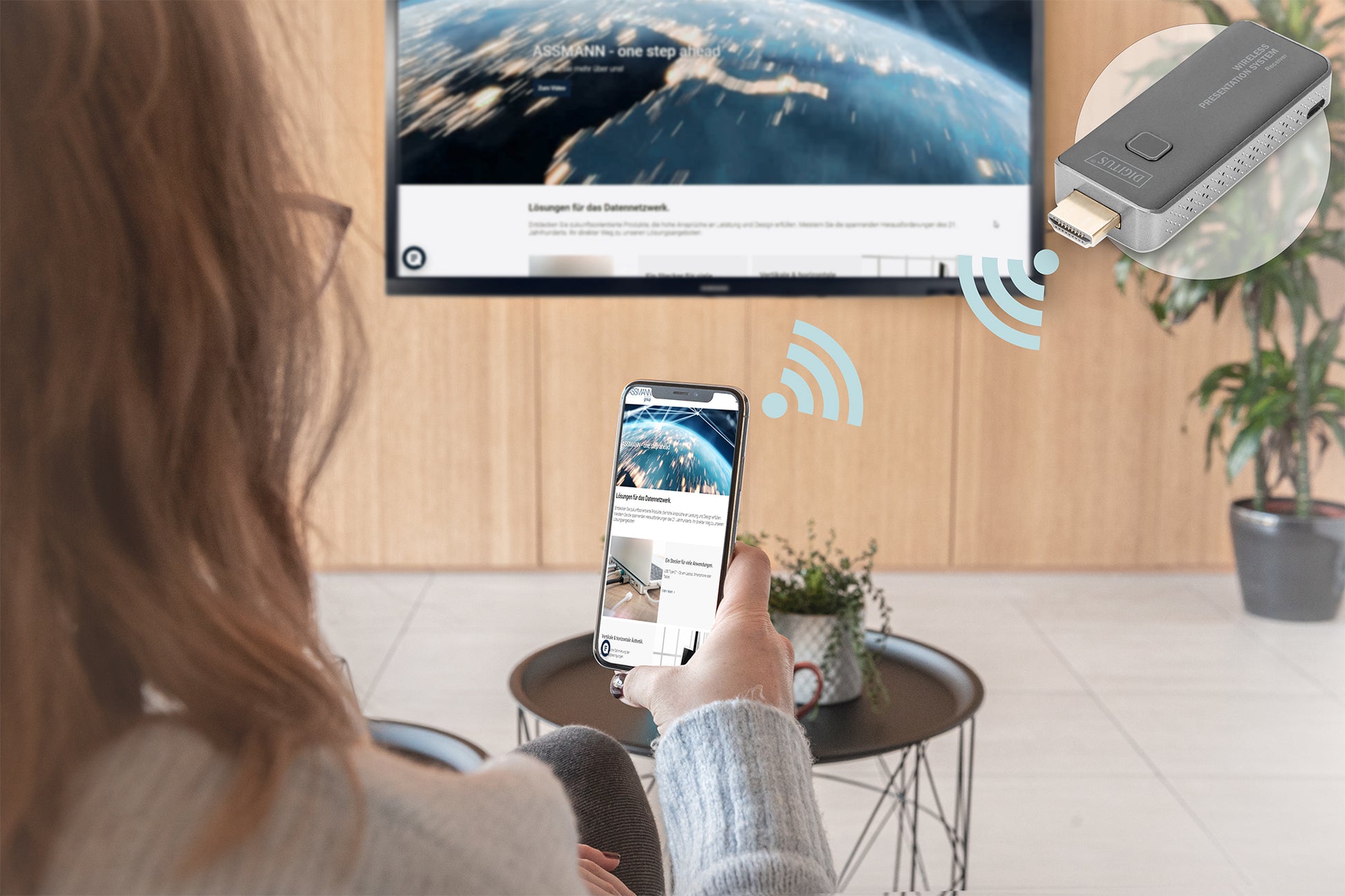 Digitus Click & Present Mini – Drahtloses Präsentationssystem – Full HD, HDMI, Micro-USB, WLAN