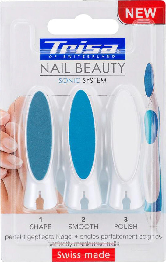 Trisa Ersatz-Set Feilen-Aufsätze – für Nail Beauty Sonic – 3 Stk – blau, weiss