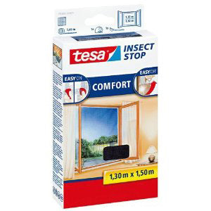 TESA Insect Stop Comfort Fenster-Fliegengitter – 130 × 150 cm – silber – selbstklebend – für Fenster