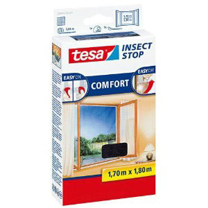 Tesa Insect Stop Comfort Fenster-Fliegengitter – 170 × 180 cm – anthrazit – waschbar – für Fluginsekten