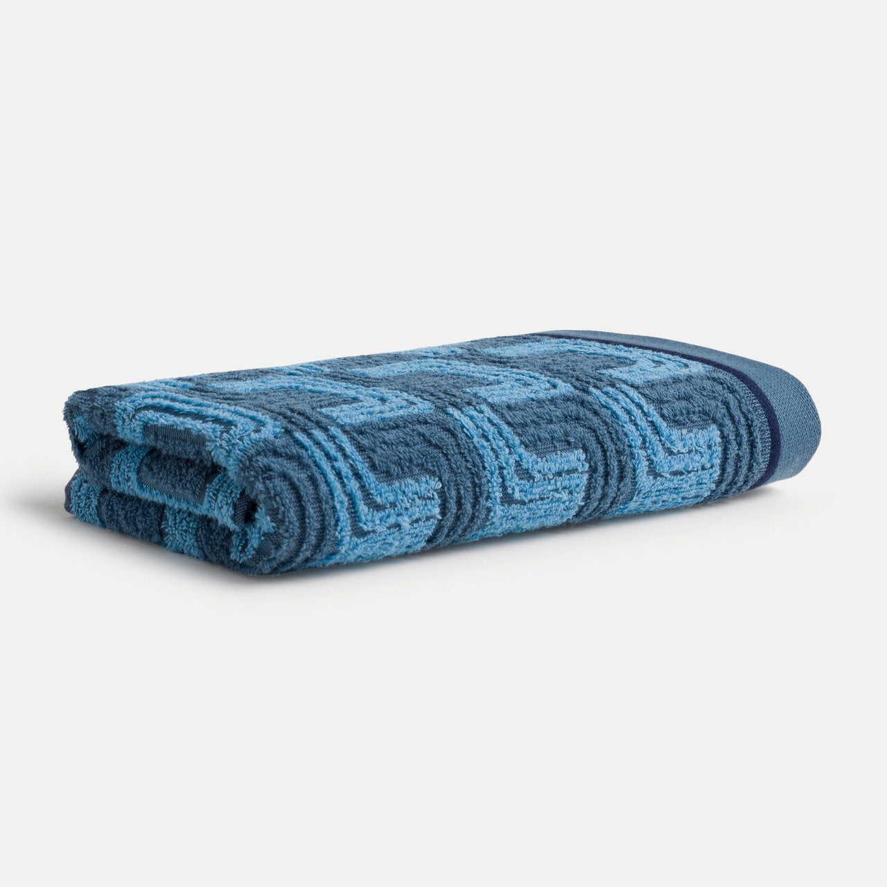 MÖVE Duschtuch Geometric Shapes Texture – 67 × 140 cm, Blau, 100% Baumwolle, 530 g/m²