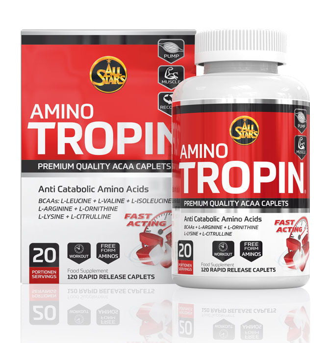 ALL STARS Fitness Products All Stars Aminosäure Kapseln Amino Tropin Neutral – glutenfrei, laktosefrei – 120 Stück