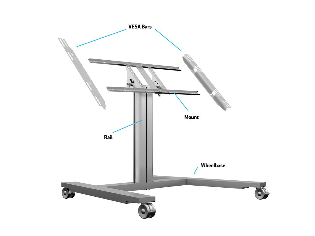 Multibrackets 80 HD – neigbarer Displayständer für 44", VESA 100×400, bis 60 kg, silber