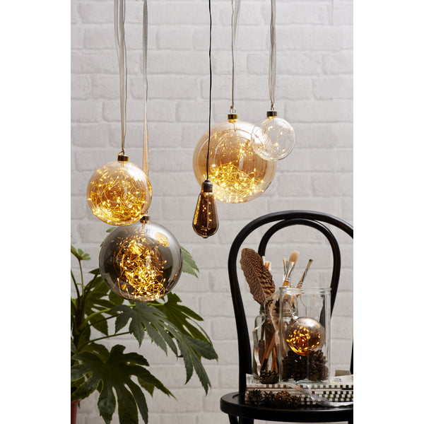 Star Trading Dekolicht – Ø 15 × 16 cm, 0,48 W, 1800 K, Bernstein, hängend, Kabellänge 3 m, Glas, 40 LEDs