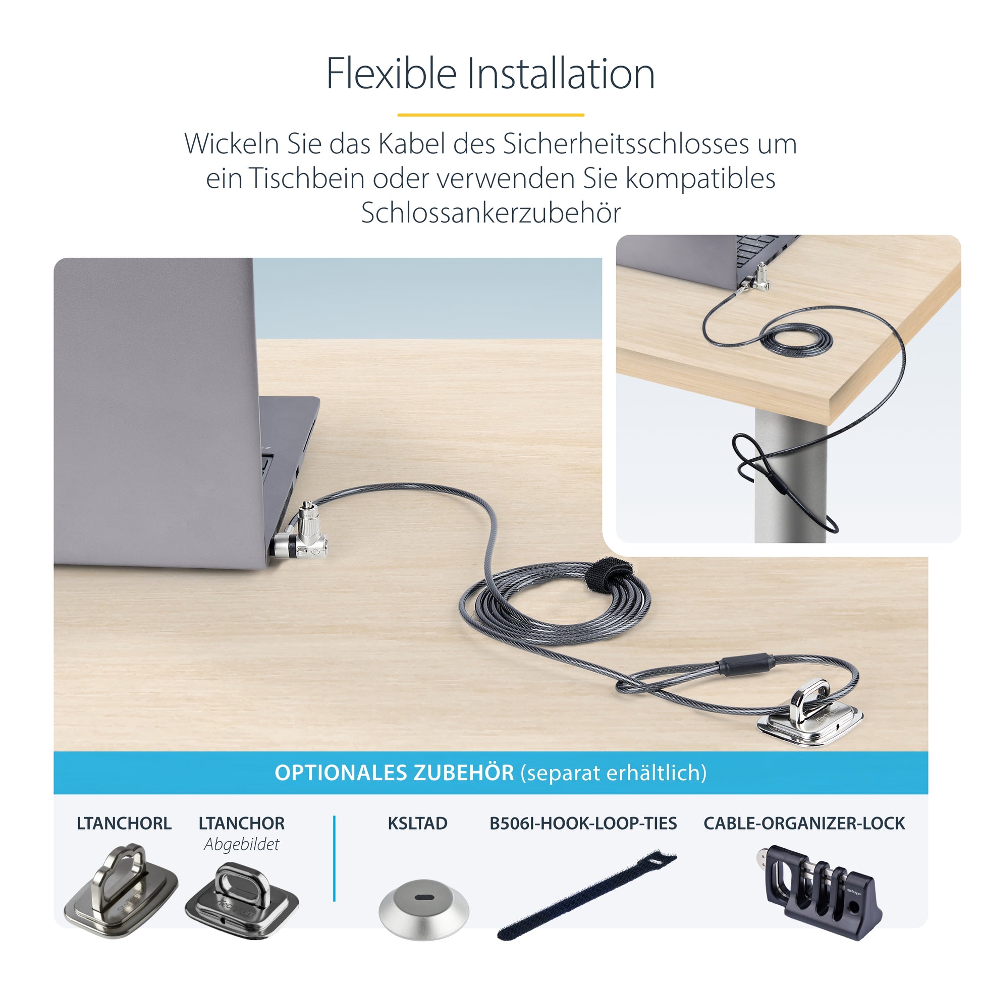 StarTech.com Kabelschloss, 25er Pack – für Notebook (Kensington/Nano/K-Slot) – 2 m, 2 Schlüssel