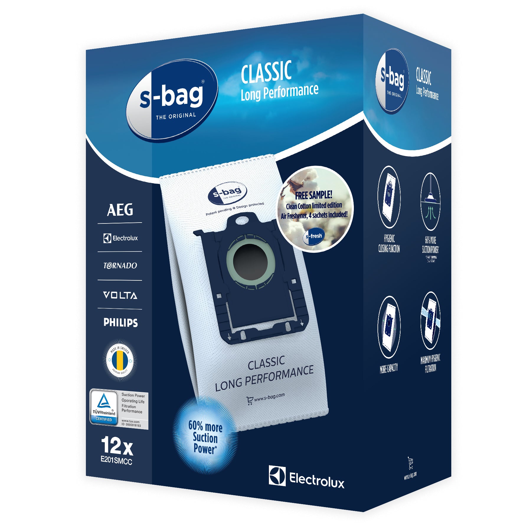 Electrolux Staubbeutel E201SMCC – 12 Stück, für AEG/Electrolux/Tornado und andere