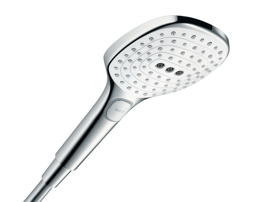 Hansgrohe Raindance Select E Handbrause – Ø12,2 cm, Kunststoff/Chrom, 3 Strahlarten