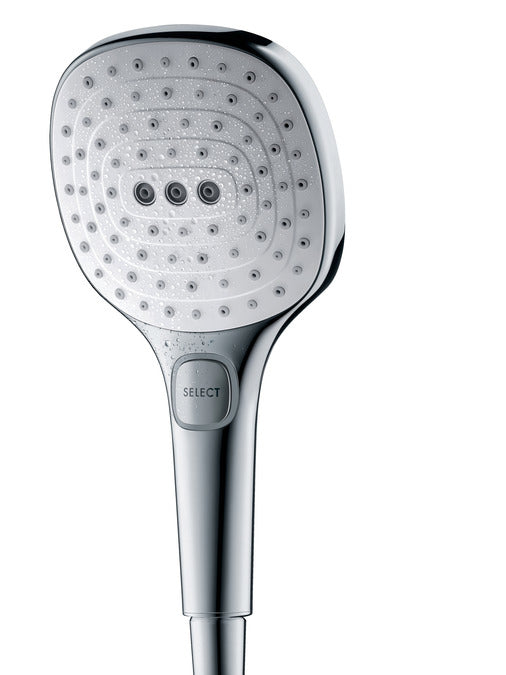 Hansgrohe Raindance Select E Handbrause – Ø12,2 cm, Kunststoff/Chrom, 3 Strahlarten
