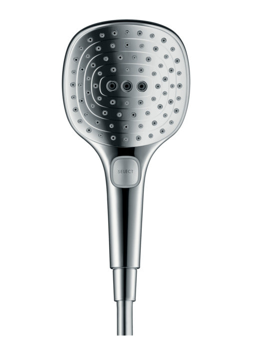 Hansgrohe Raindance Select E Handbrause – Ø12,2 cm, Kunststoff/Chrom, 3 Strahlarten