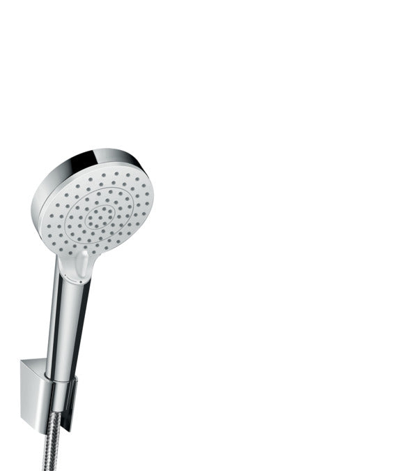 Hansgrohe Handbrause Crometta – 1,6 m Schlauch, Kunststoff, Weiss/Chrom