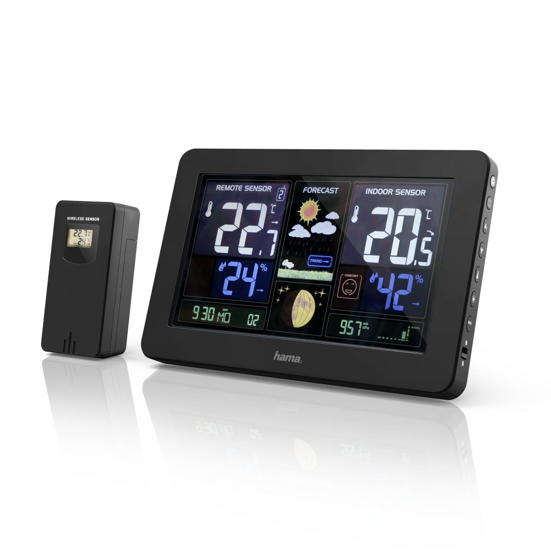Hama Wetterstation Premium Temperatur-/Feuchtesensor – Kabellos, −20–60 °C, 20–95 %, Innen/Aussen