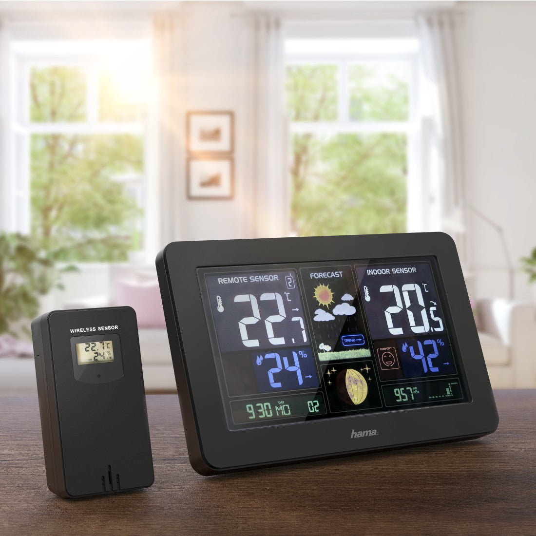 Hama Wetterstation Premium Temperatur-/Feuchtesensor – Kabellos, −20–60 °C, 20–95 %, Innen/Aussen