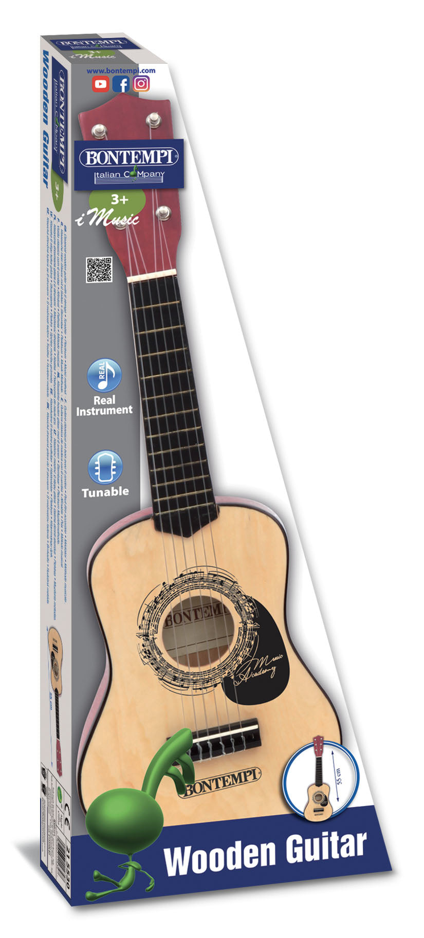 Bontempi Gitarre 6 Saiten – 55 cm – Holz – schwarz – ab 3 Jahren